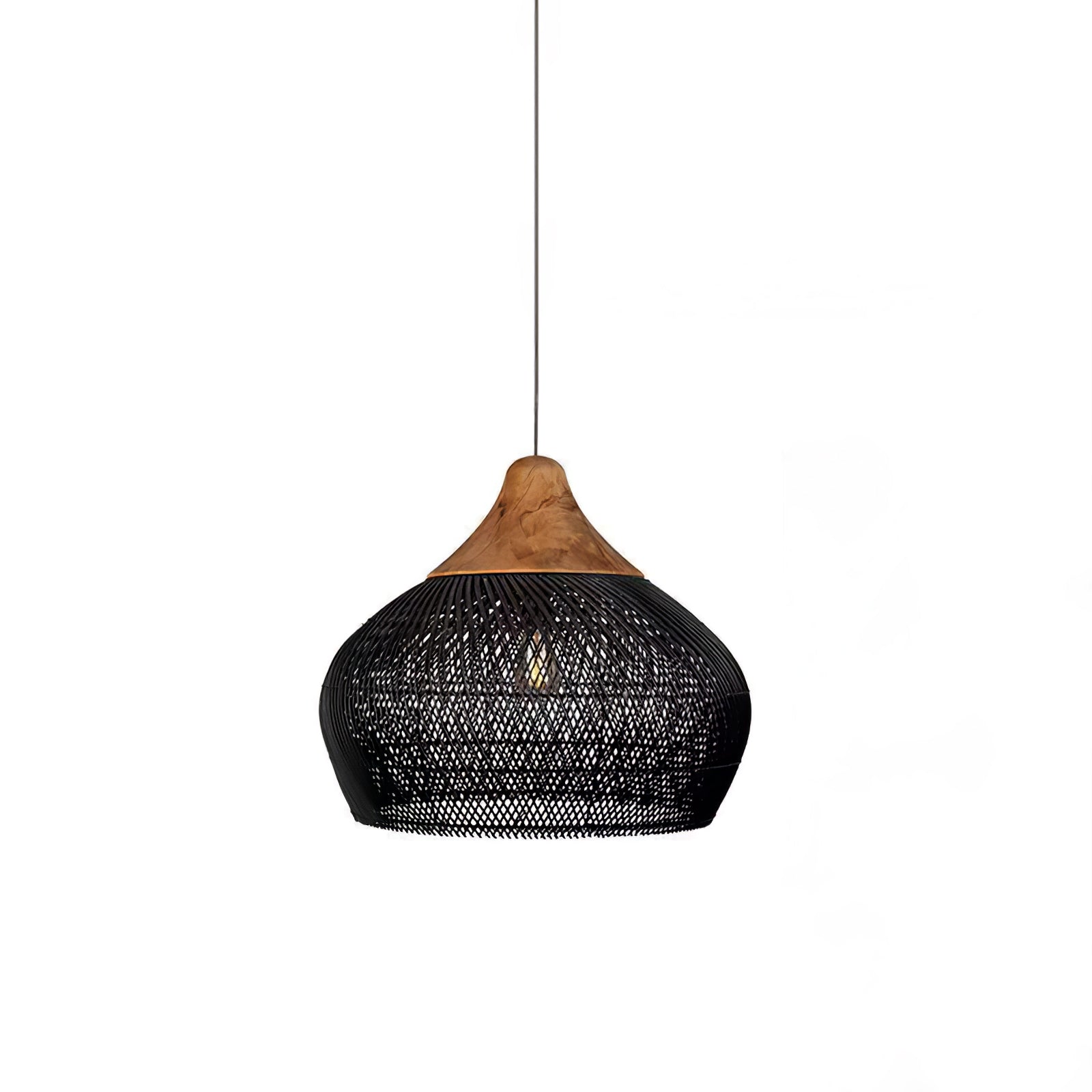 Handwoven Javanese Braided Rattan Pendant Light Coastal Style Wicker Hanging Lamp