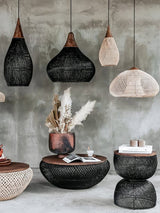 Handwoven Javanese Braided Rattan Pendant Light Coastal Style Wicker Hanging Lamp