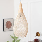 Handwoven Javanese Braided Rattan Pendant Light Coastal Style Wicker Hanging Lamp