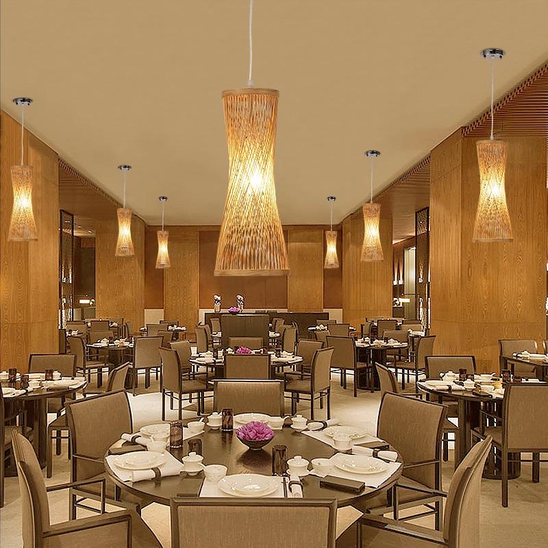 Handwoven Natural Bamboo Cage Pendant Lamp Rustic Boho Hanging Ceiling Light Fixture