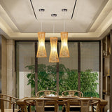 Handwoven Natural Bamboo Cage Pendant Lamp Rustic Boho Hanging Ceiling Light Fixture