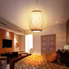 Handwoven Natural Bamboo Oval Dome Pendant Light Farmhouse Style Hanging Lamp for Bedroom
