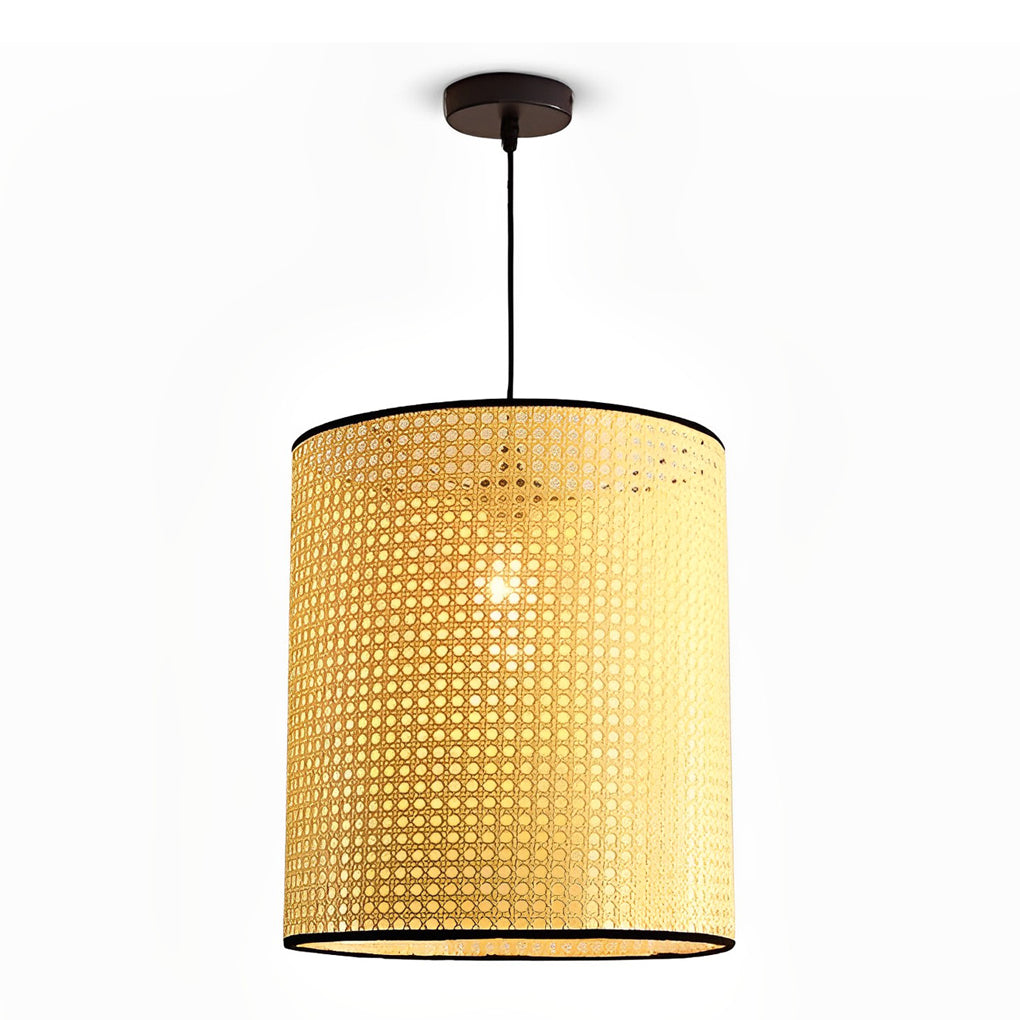 Handwoven Natural Bamboo Round Pendant Light Sustainable Ceiling Fixture for Kitchen Island and Dining Room