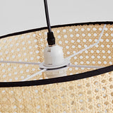 Handwoven Natural Bamboo Round Pendant Light Sustainable Ceiling Fixture for Kitchen Island and Dining Room