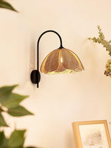 Handwoven Natural Rattan Petal Wall Sconce Lamp for Living Room and Bedroom
