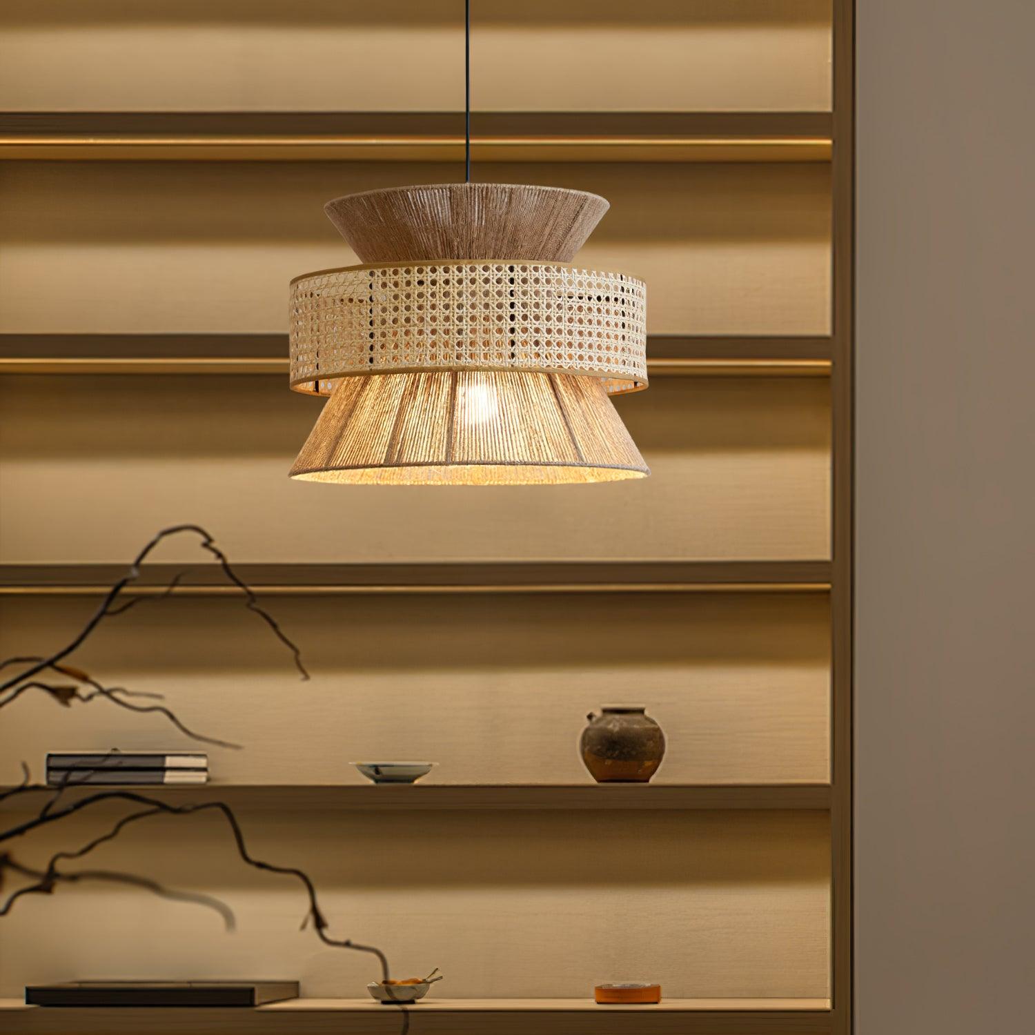 Handwoven Rattan and Bamboo Pendant Light for Coastal Bohemian Home Decor