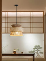Handwoven Rattan and Bamboo Pendant Light for Coastal Bohemian Home Decor