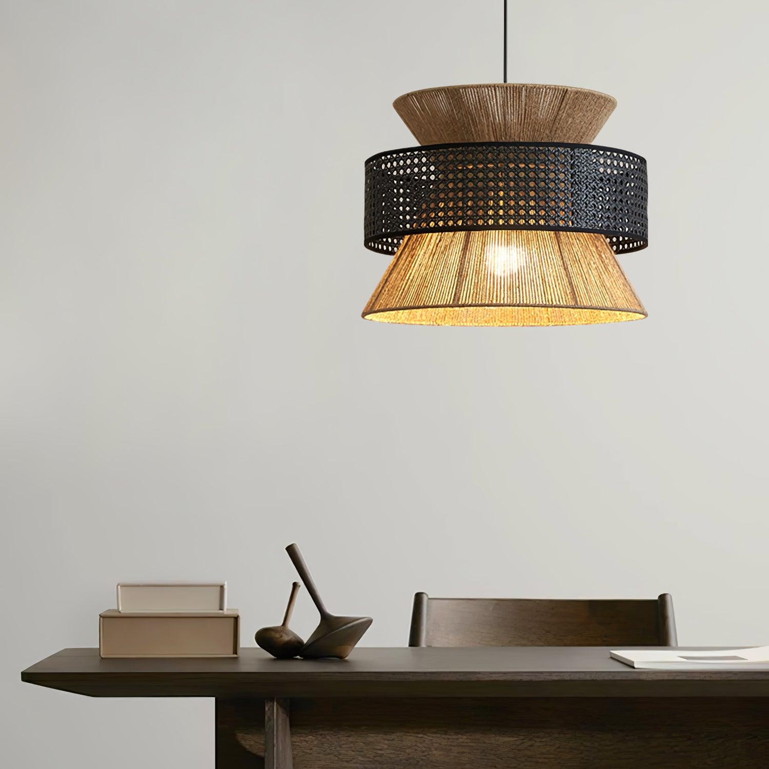Handwoven Rattan and Bamboo Pendant Light for Coastal Bohemian Home Decor