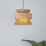 Handwoven Rattan and Bamboo Pendant Light for Coastal Bohemian Home Decor