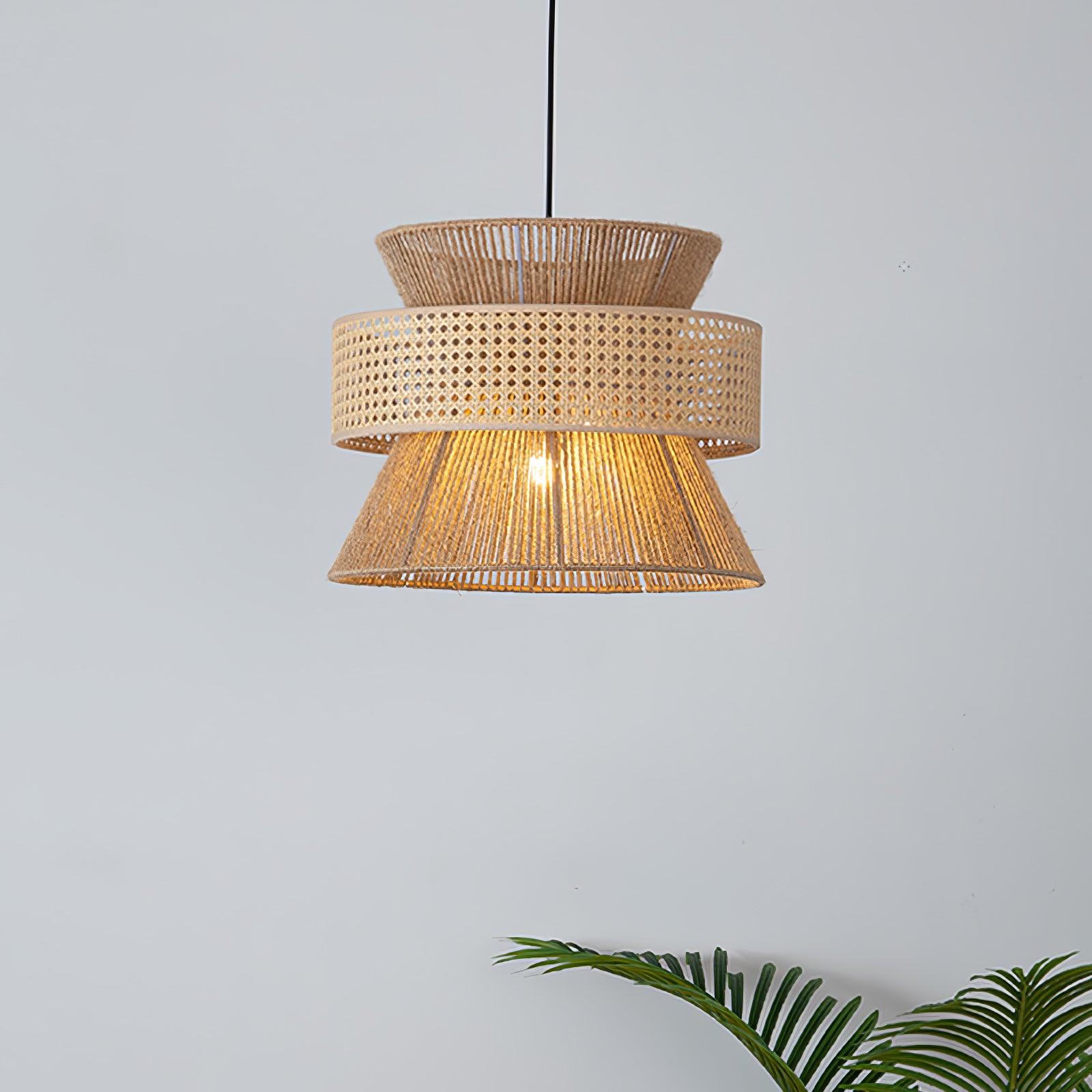 Handwoven Rattan and Bamboo Pendant Light for Coastal Bohemian Home Decor