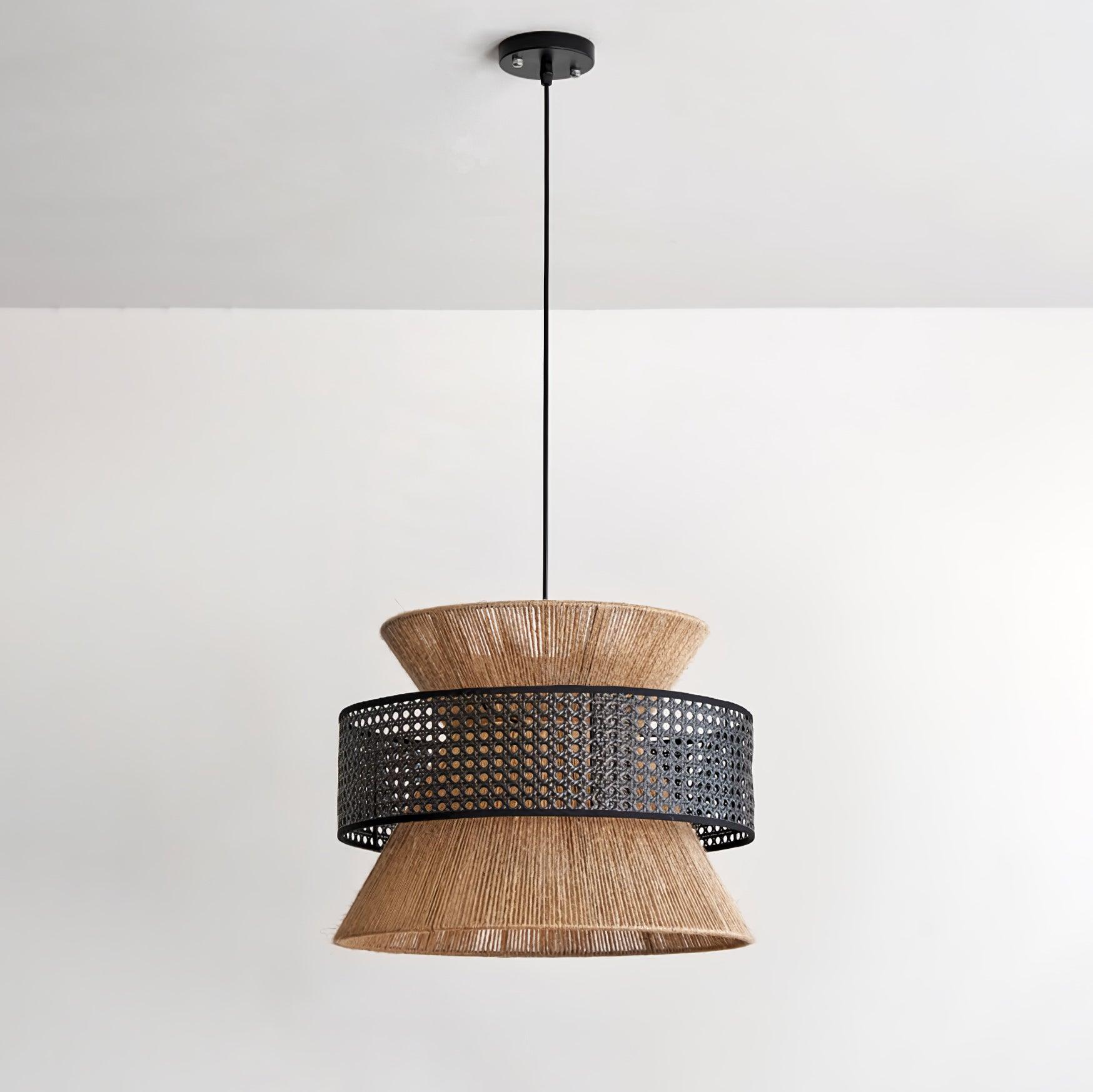 Handwoven Rattan and Bamboo Pendant Light for Coastal Bohemian Home Decor