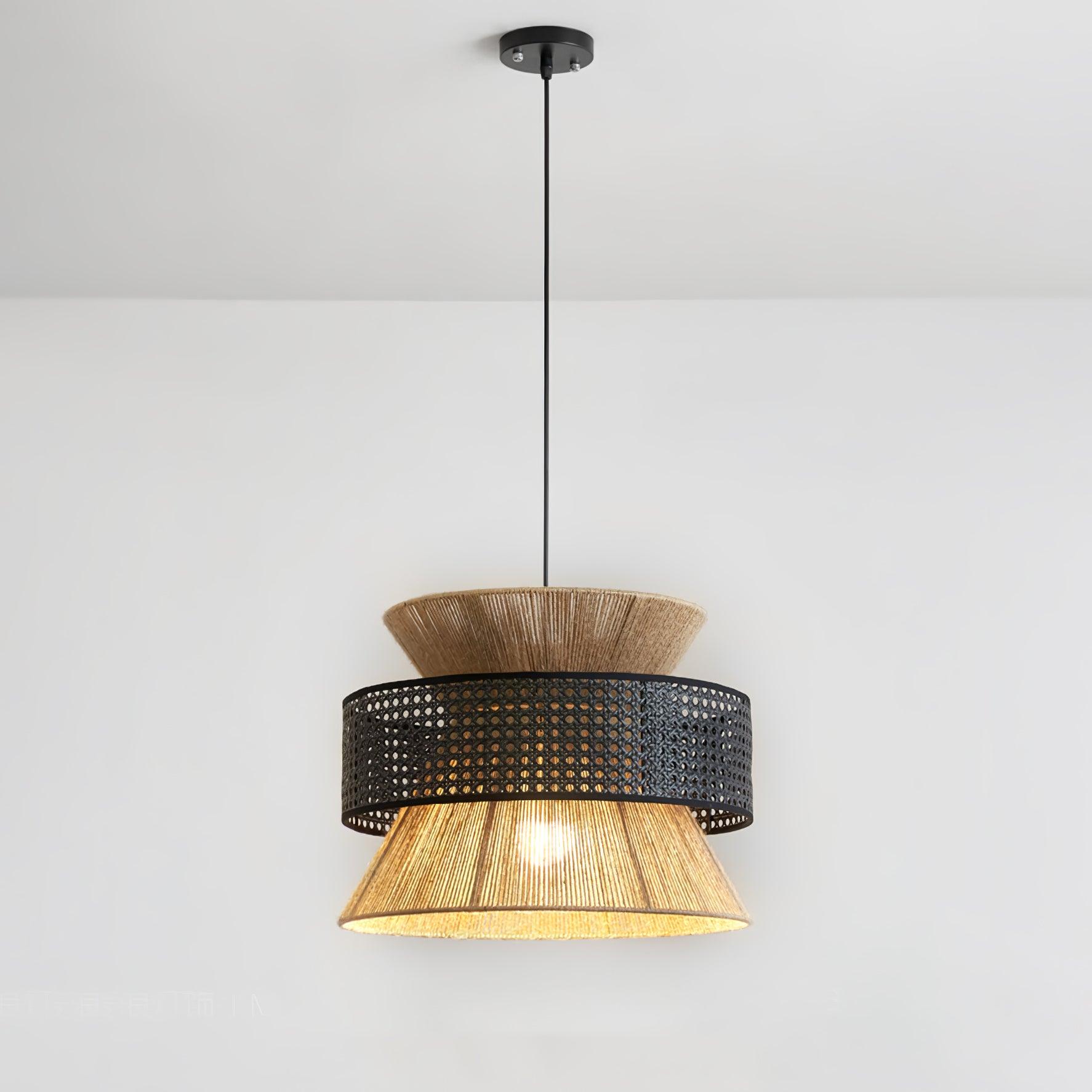 Handwoven Rattan and Bamboo Pendant Light for Coastal Bohemian Home Decor