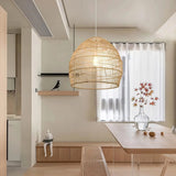 Handwoven Rattan Pendant Light Organic Wicker Hanging Lamp for Modern Living Spaces