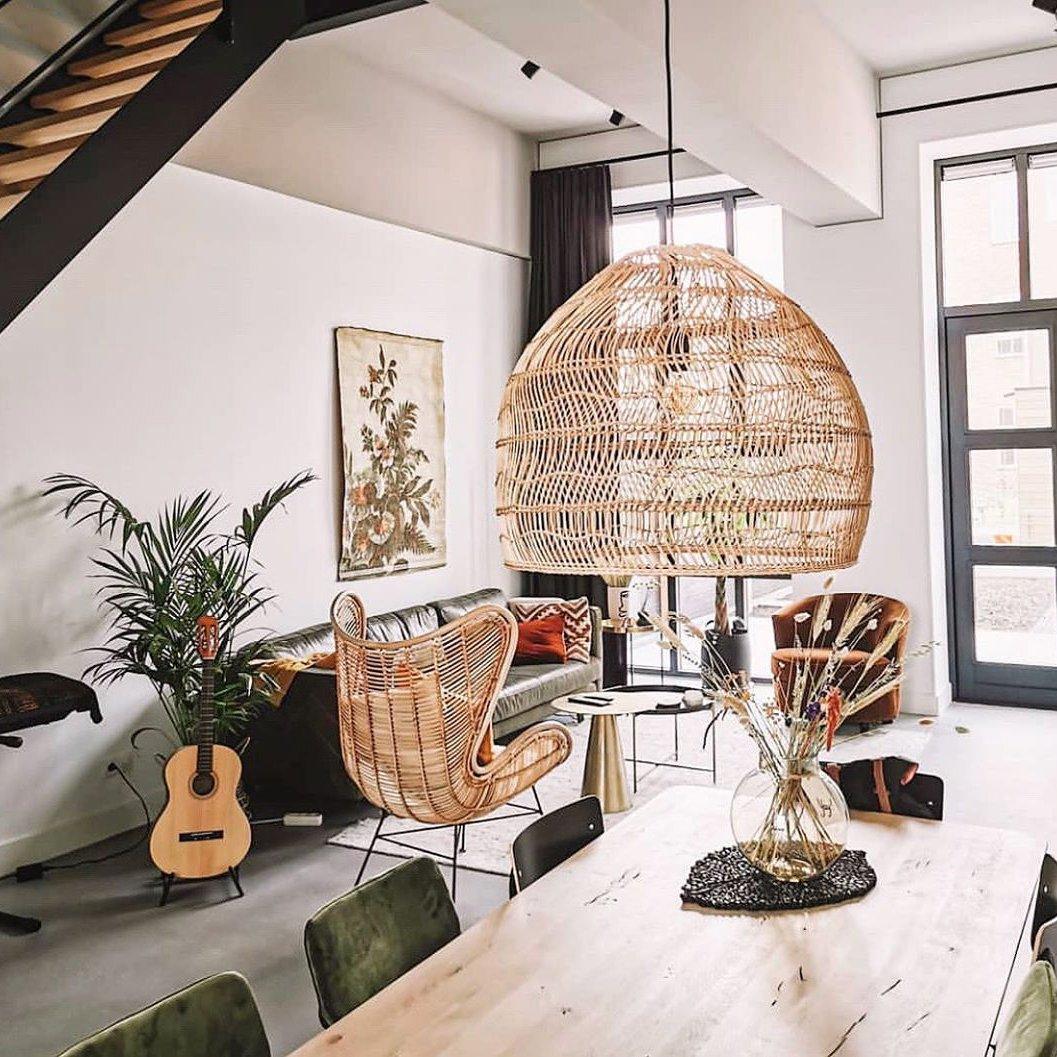 Handwoven Rattan Pendant Light Organic Wicker Hanging Lamp for Modern Living Spaces