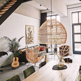 Handwoven Rattan Pendant Light Organic Wicker Hanging Lamp for Modern Living Spaces
