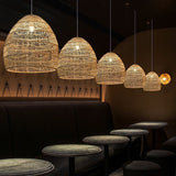 Handwoven Rattan Pendant Light Organic Wicker Hanging Lamp for Modern Living Spaces