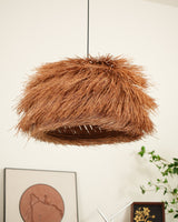 Handwoven Rattan Pendant Light Rustic Conical Wicker Hanging Lamp for Interior
