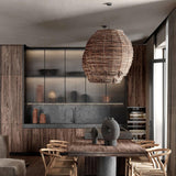 Handwoven Rattan Pendant Light Rustic Conical Wicker Hanging Lamp for Interior