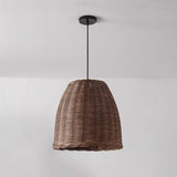 Handwoven Rattan Pendant Light Rustic Conical Wicker Hanging Lamp for Interior