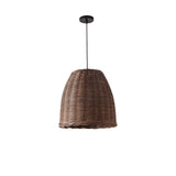 Handwoven Rattan Pendant Light Rustic Conical Wicker Hanging Lamp for Interior