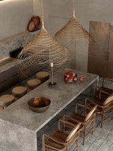 Handwoven Rattan Pendant Light Rustic Conical Wicker Hanging Lamp for Interior