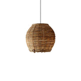 Handwoven Rattan Pendant Light Rustic Conical Wicker Hanging Lamp for Interior