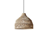 Handwoven Rattan Pendant Light Rustic Conical Wicker Hanging Lamp for Interior