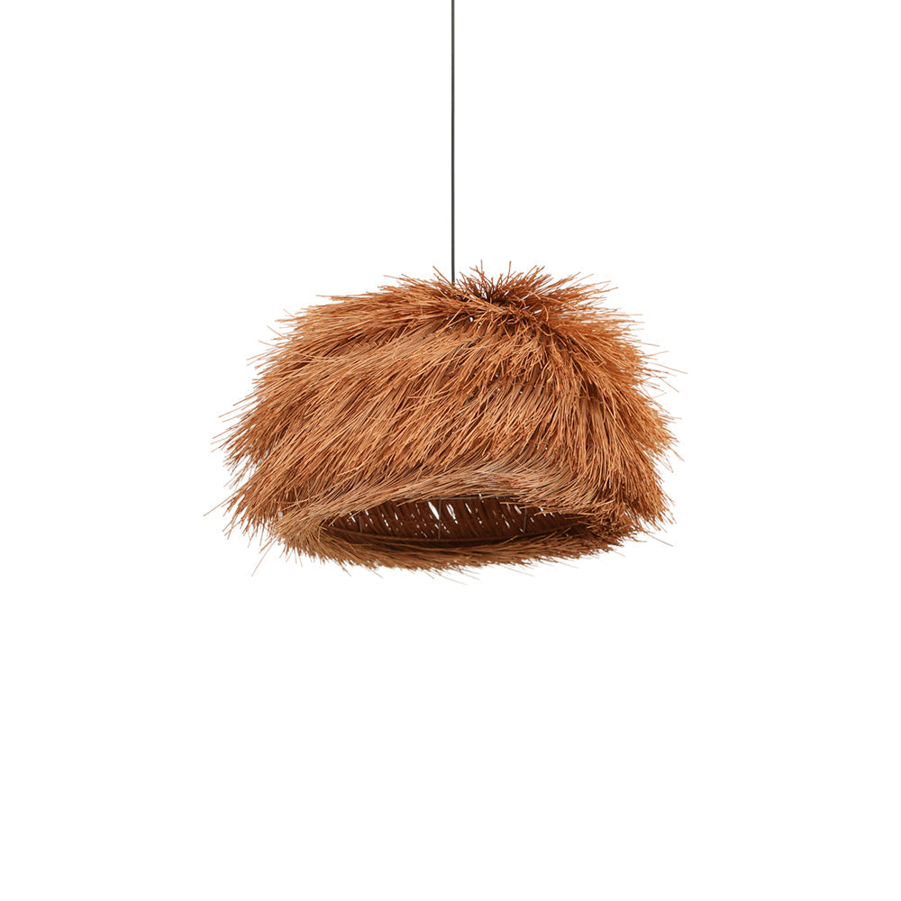 Handwoven Rattan Pendant Light Rustic Conical Wicker Hanging Lamp for Interior