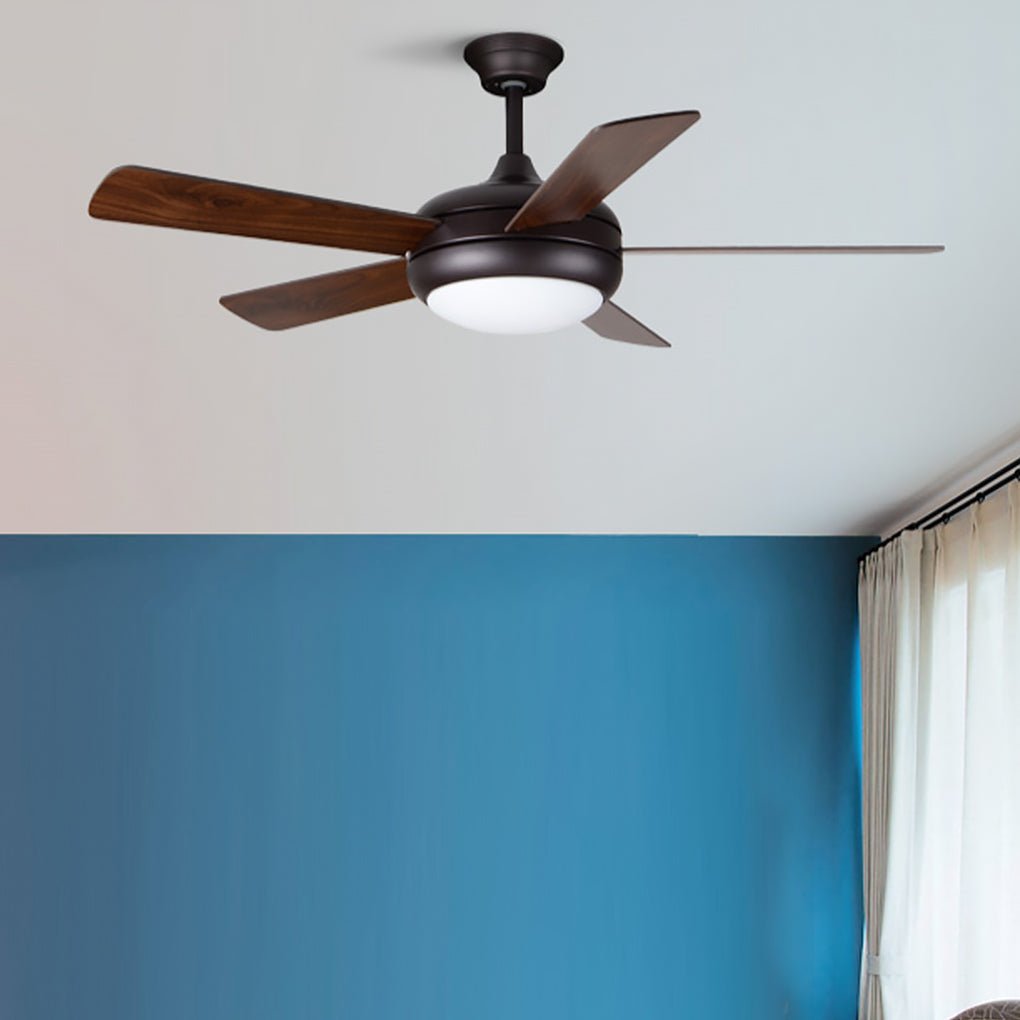 Vintage Wooden Ceiling Fan with Dimmable LED Lighting and Quiet 3 Speed Copper Motor