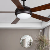 Vintage Wooden Ceiling Fan with Dimmable LED Lighting and Quiet 3 Speed Copper Motor