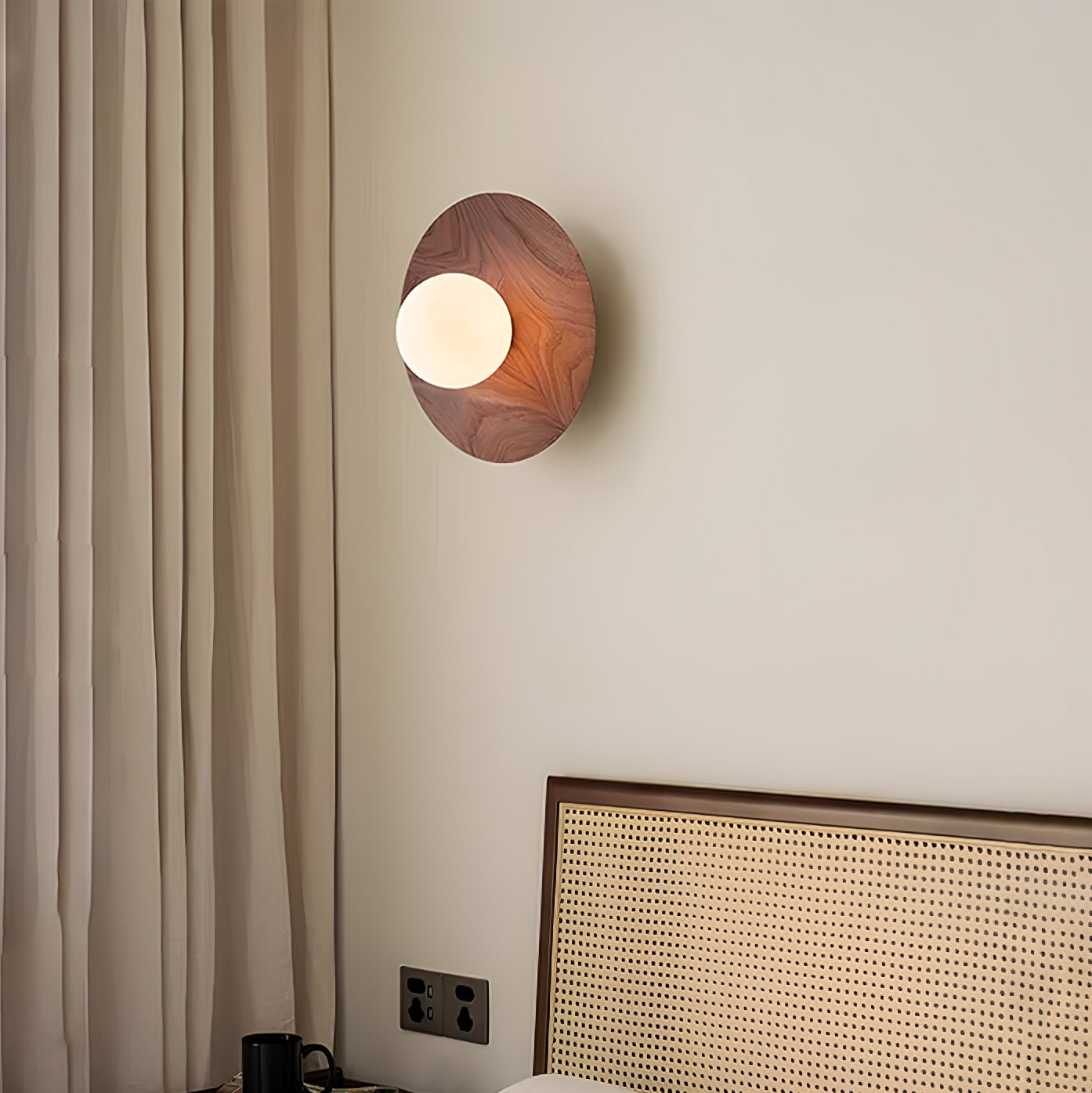 Harmonia Mid Century Modern Wood Wall Sconce with Frosted Glass Globe Shade