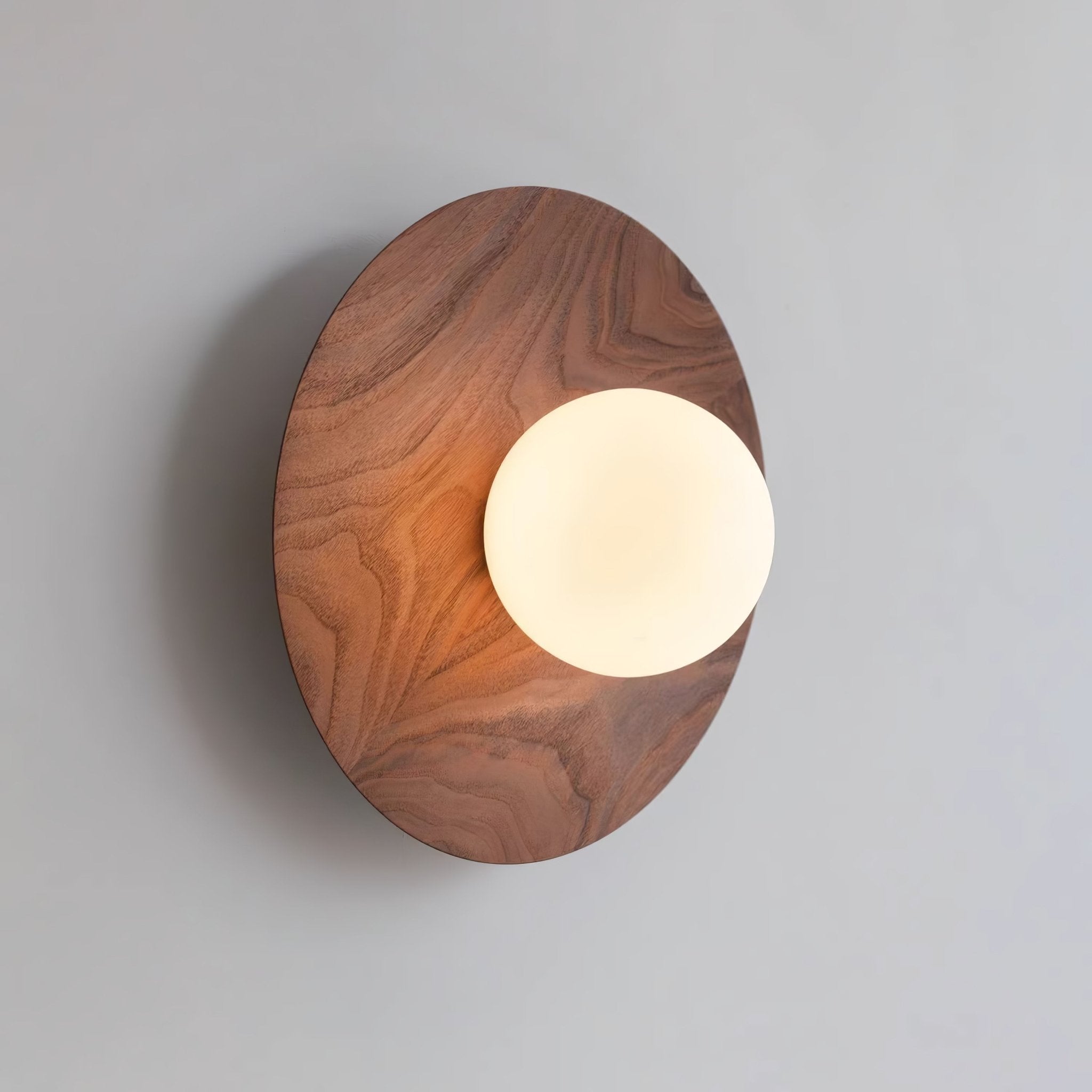 Harmonia Mid Century Modern Wood Wall Sconce with Frosted Glass Globe Shade