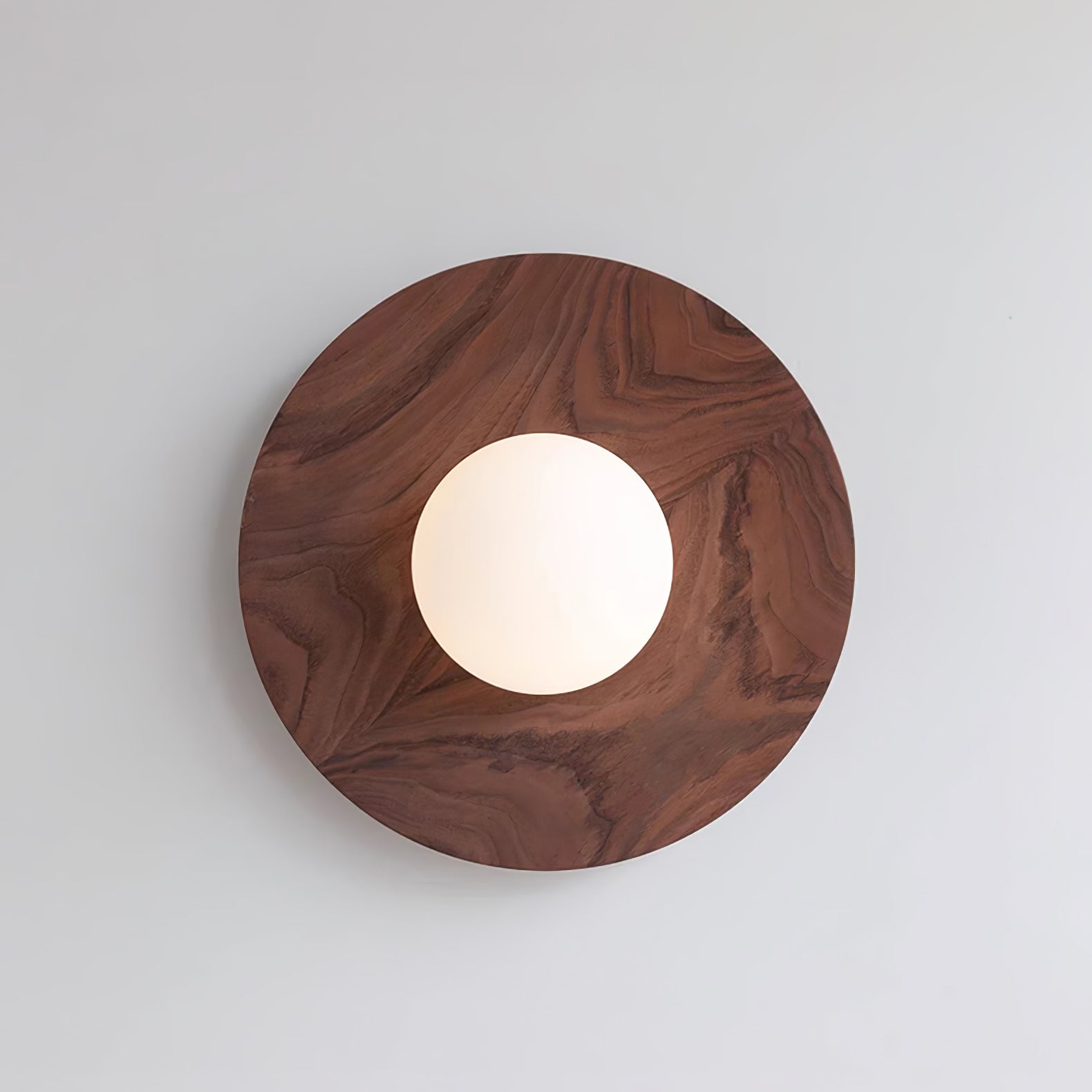 Harmonia Mid Century Modern Wood Wall Sconce with Frosted Glass Globe Shade