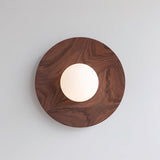 Harmonia Mid Century Modern Wood Wall Sconce with Frosted Glass Globe Shade