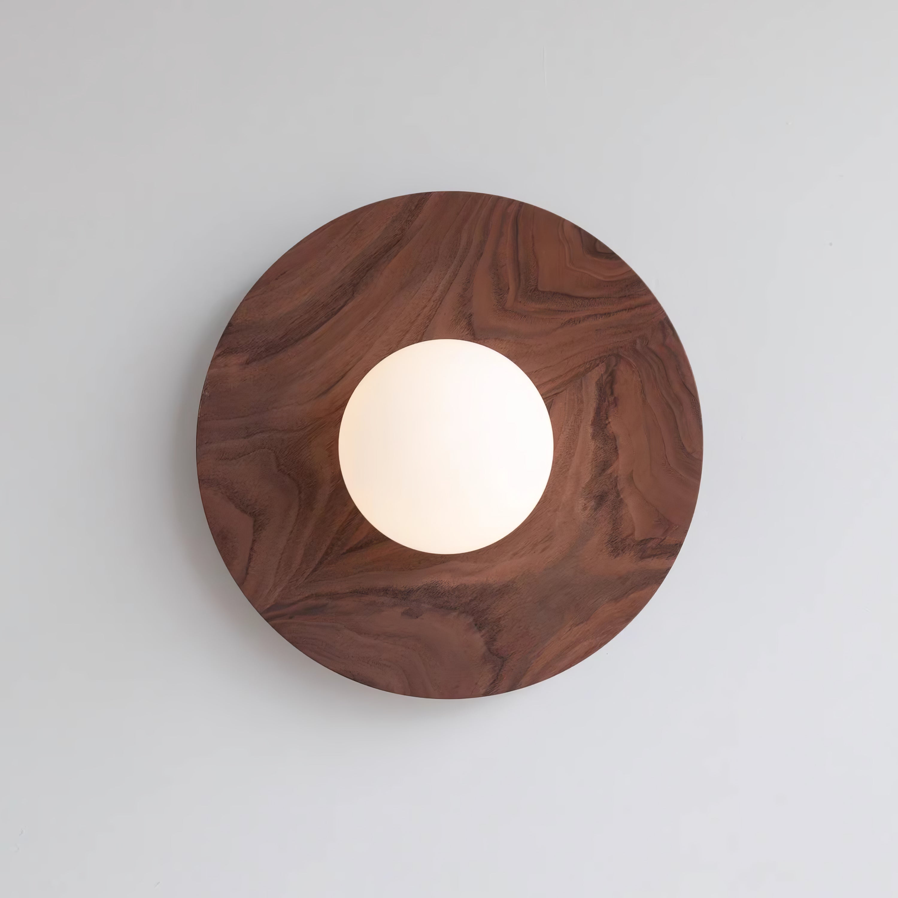 Harmonia Mid Century Modern Wood Wall Sconce with Frosted Glass Globe Shade