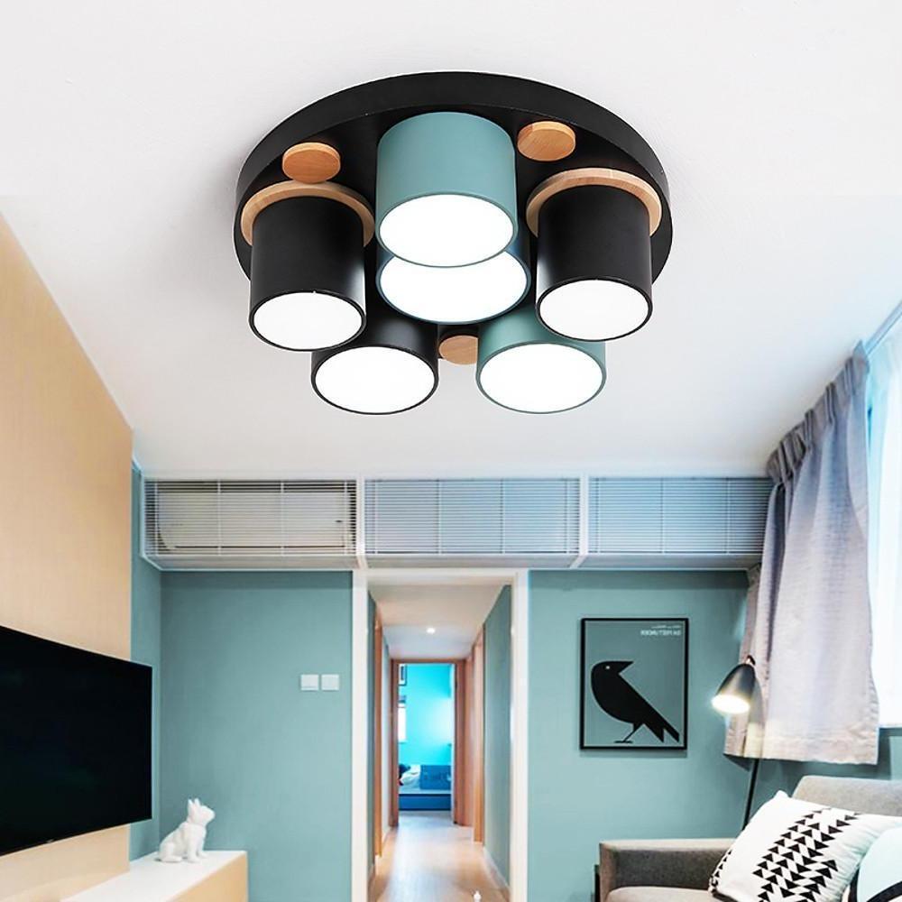 Modern Geometric Lantern LED Flush Mount Ceiling Light Fixture for Living Room and Bedroom Lighting