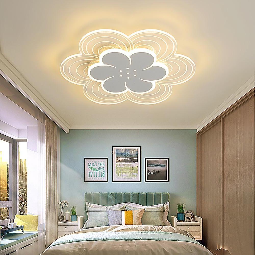 White Flower Silhouette LED Flush Mount Ceiling Light Dimmable Modern Minimalist Fixture