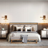 Heritage Walnut Wood Wall Sconce with Glass Shade and Brass Accents