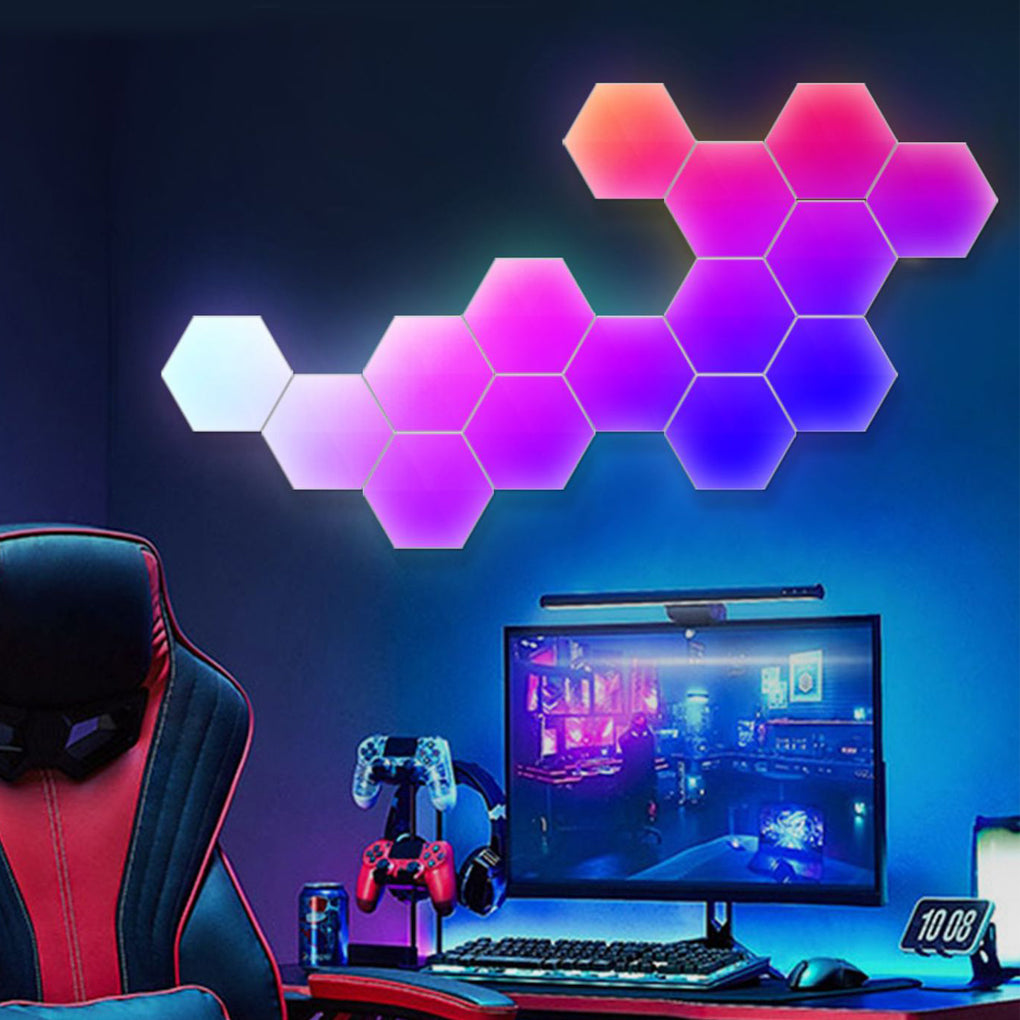 Hexagon RGBIC LED Smart Wall Sconce Modular Cellular Lighting with App and Music Sync Control