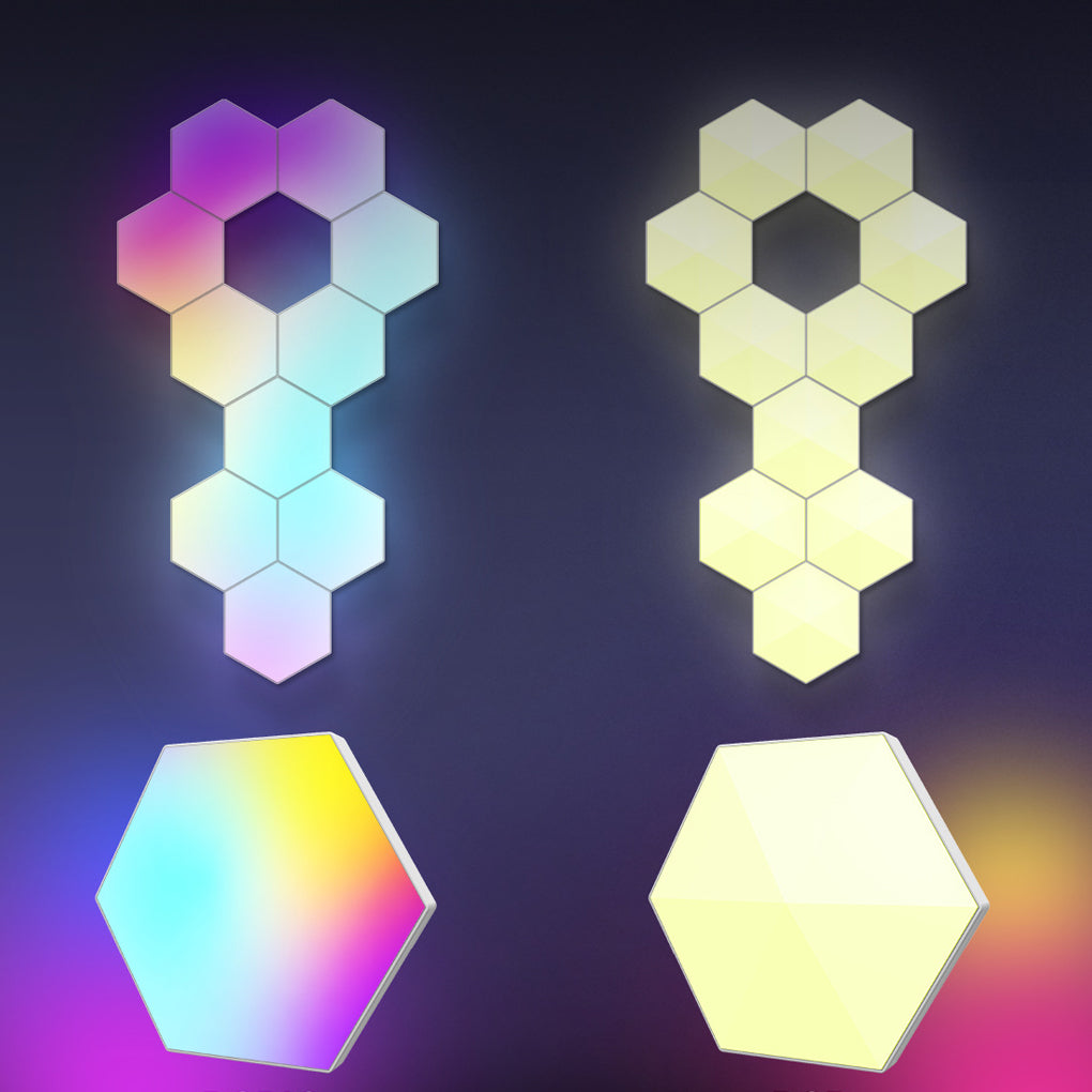 Hexagon RGBIC LED Smart Wall Sconce Modular Cellular Lighting with App and Music Sync Control