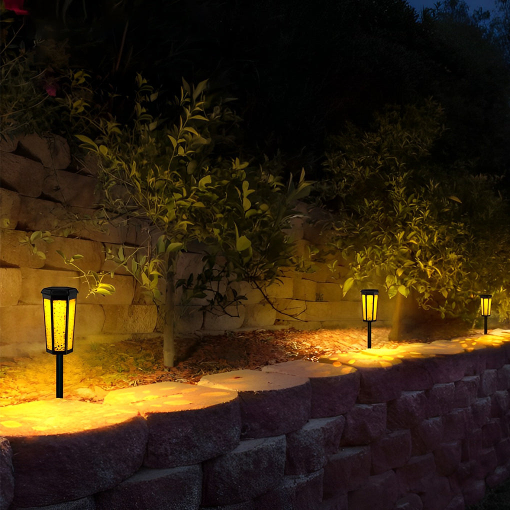 Hexagonal LED Solar Landscape Path Lights Waterproof RGB and Warm White Garden Lawn Lamp