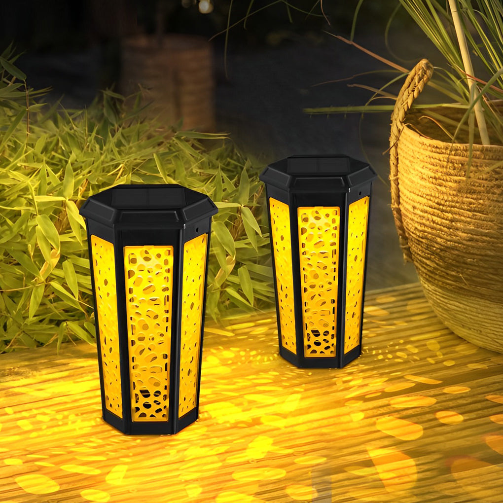 Hexagonal LED Solar Landscape Path Lights Waterproof RGB and Warm White Garden Lawn Lamp