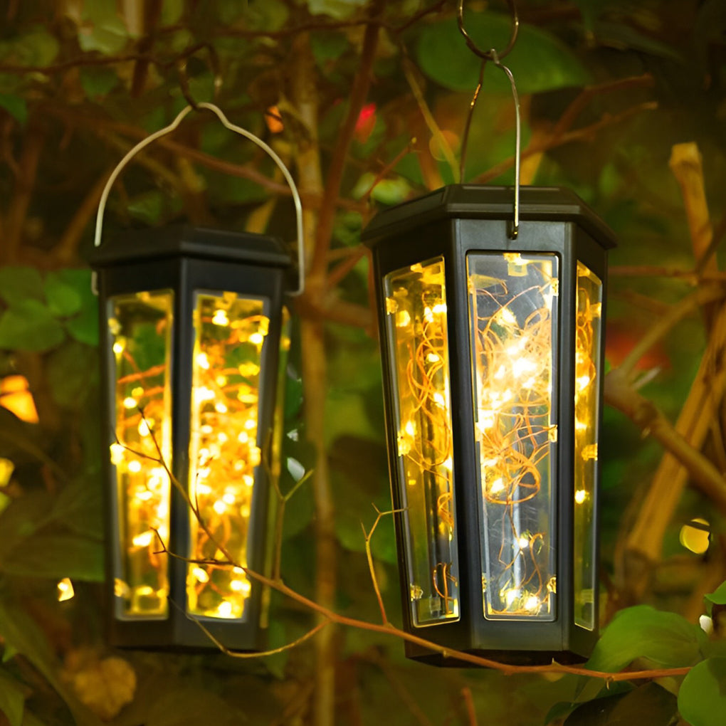 Hexagonal Solar Powered Outdoor Pathway Lights IP65 Waterproof LED Garden Lawn Lamps Set of 2