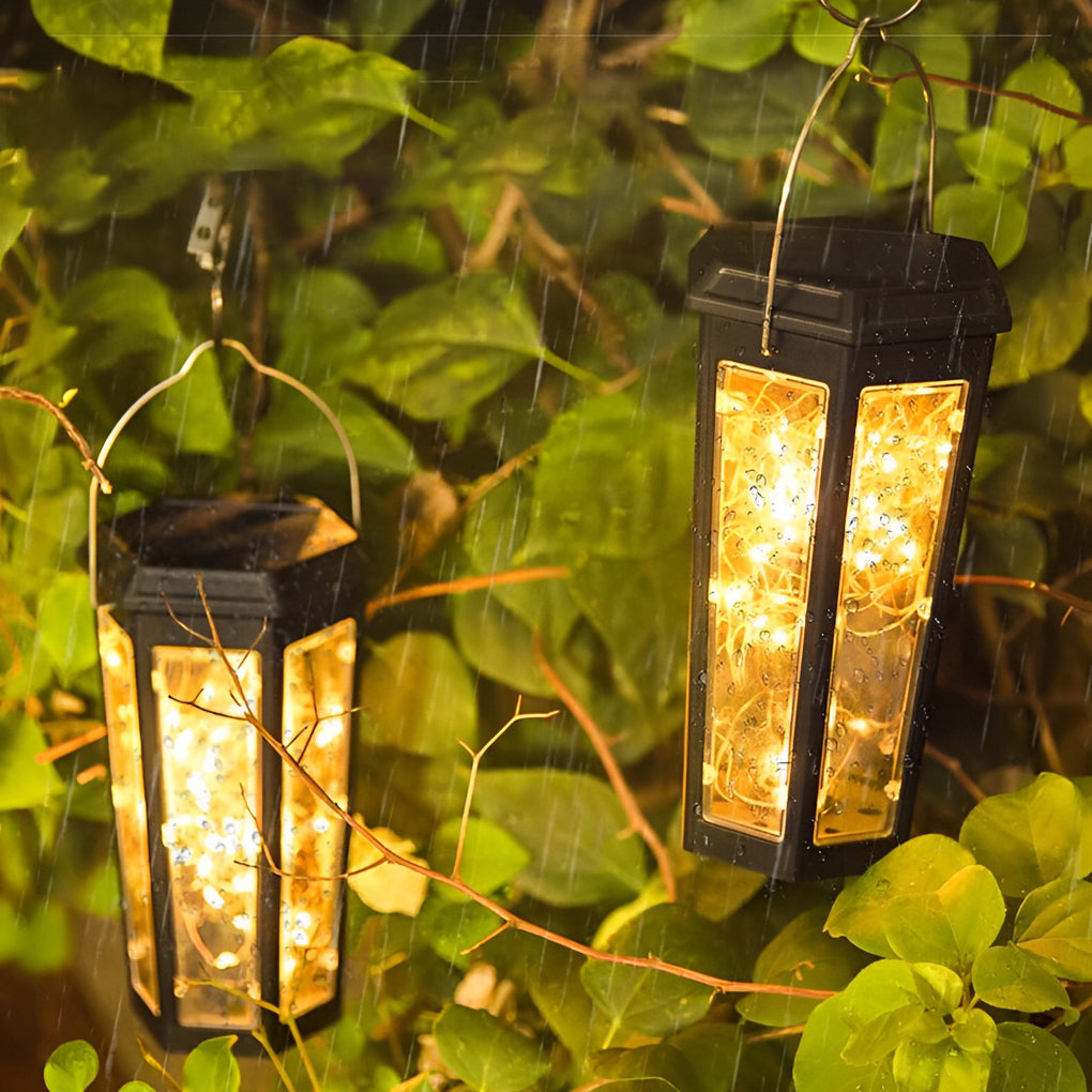 Hexagonal Solar Powered Outdoor Pathway Lights IP65 Waterproof LED Garden Lawn Lamps Set of 2