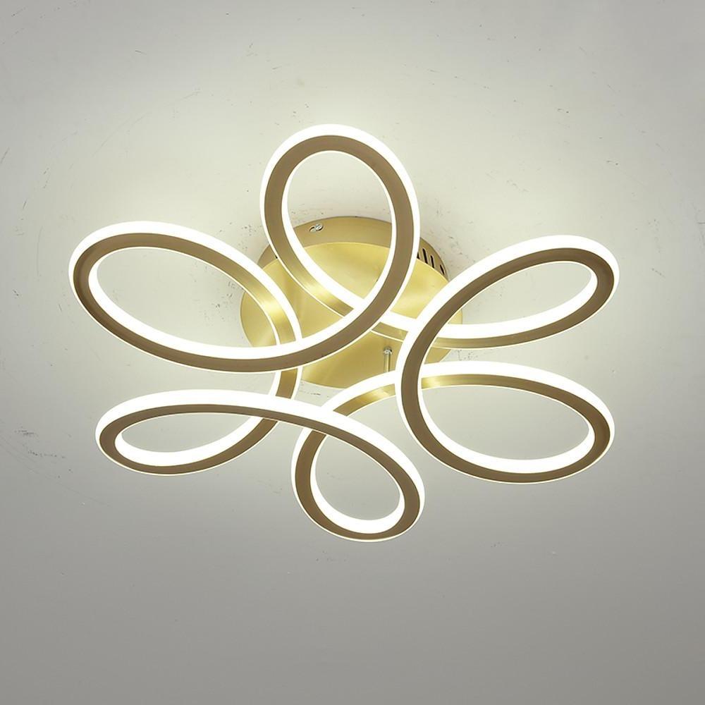 Elegant Swirl Flower Dimmable LED Ceiling Light Modern Flush Mount Fixture in Gold or Coffee