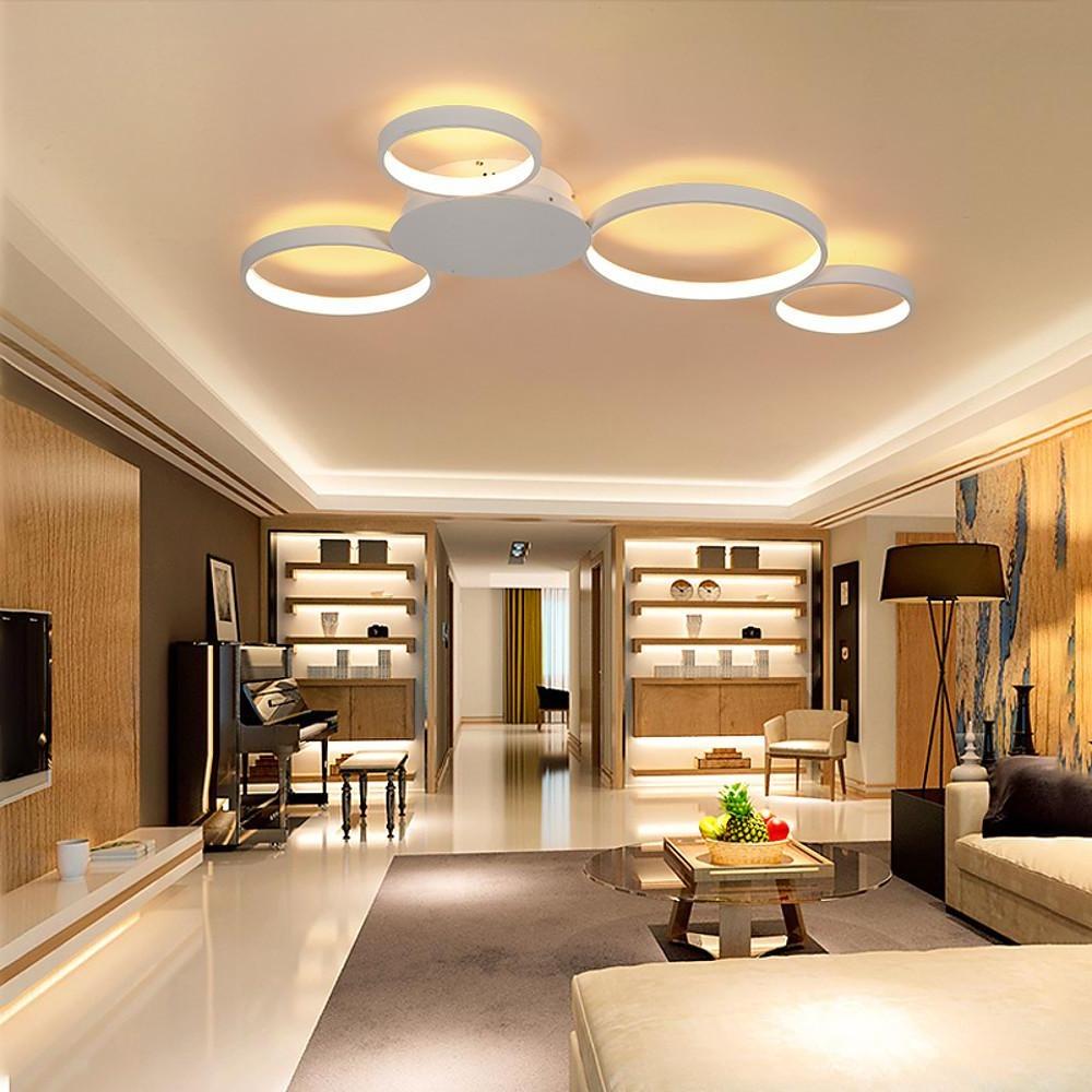 Modern 4 Ring LED Flush Mount Ceiling Light Silica Gel Cluster Fixture for Living Room