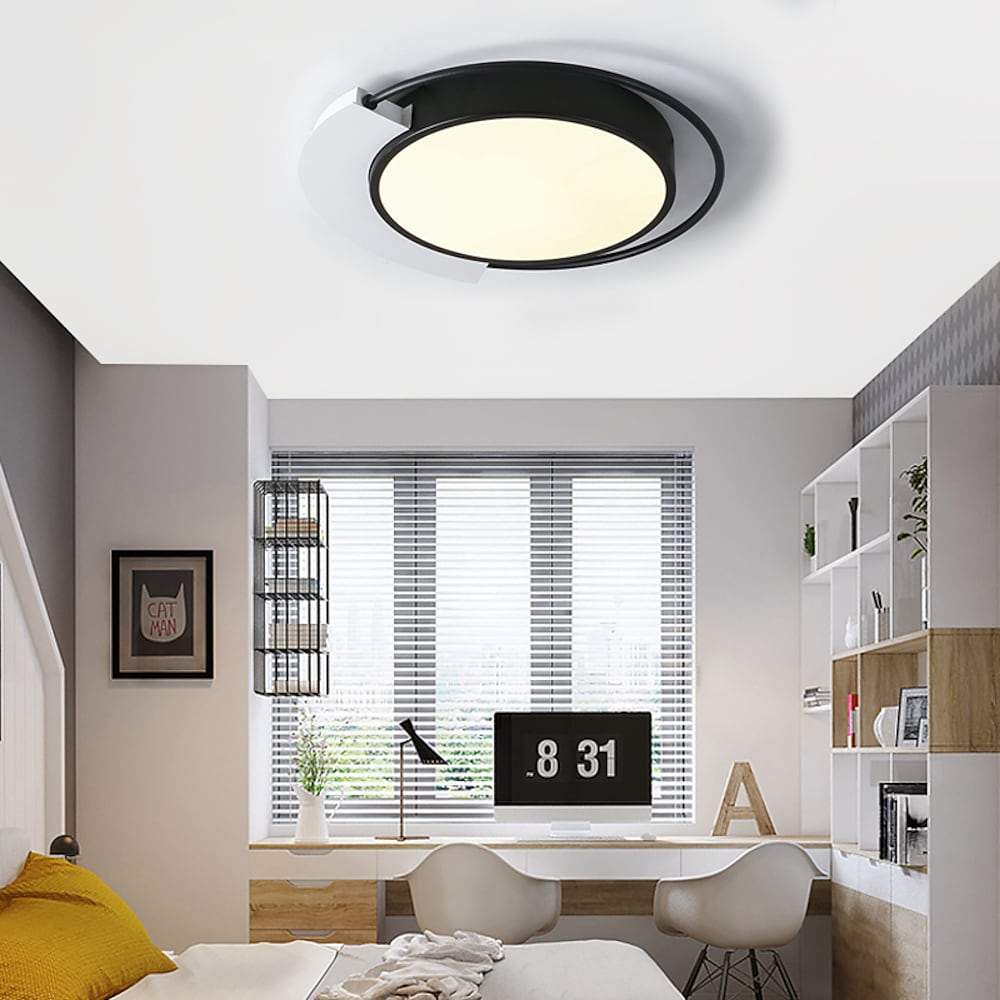 Modern LED Flush Mount Ceiling Light Round Aluminum 18 Inch Low Profile Fixture for Bedroom