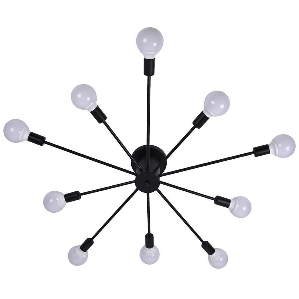 Modern 10 Light Metal Flush Mount Ceiling Fixture for Industrial Kitchen and Large Living Spaces