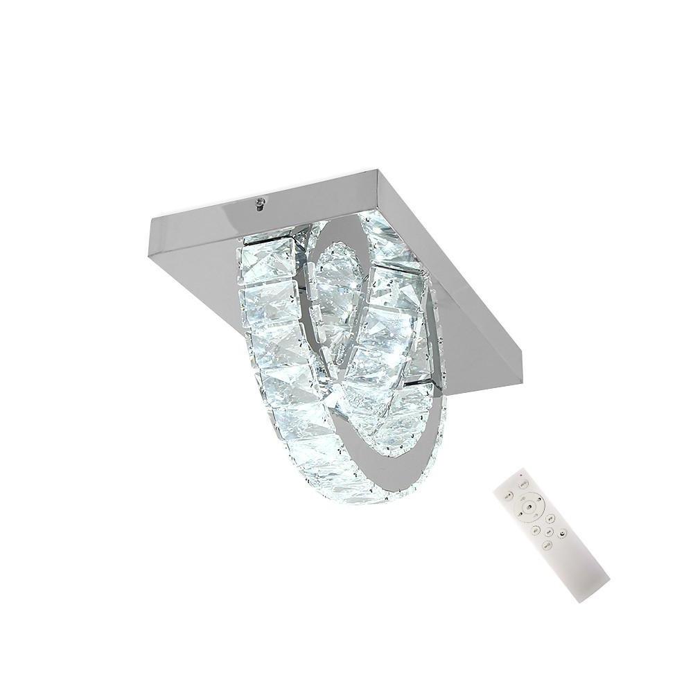 Modern Circular Crystal Flush Mount LED Ceiling Light with Electroplated Metal Finish