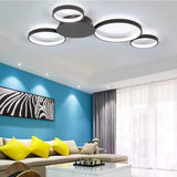 Modern LED Multi Circle Flush Mount Ceiling Light with Dimmable Tri Color Aluminum Rings